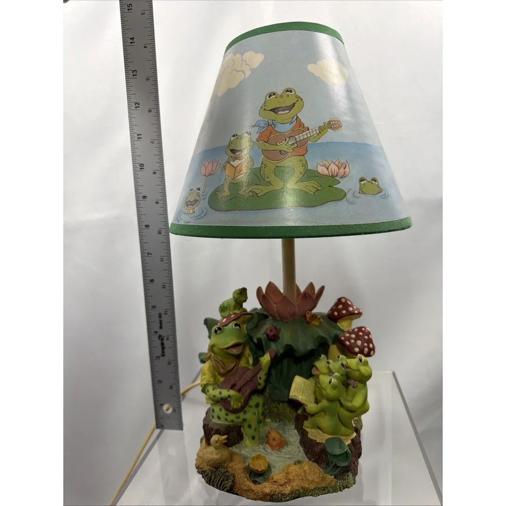 Vintage Frog Table Lamp Mushrooms Groovy Nature Guitar Lilly Pad Working Lamp